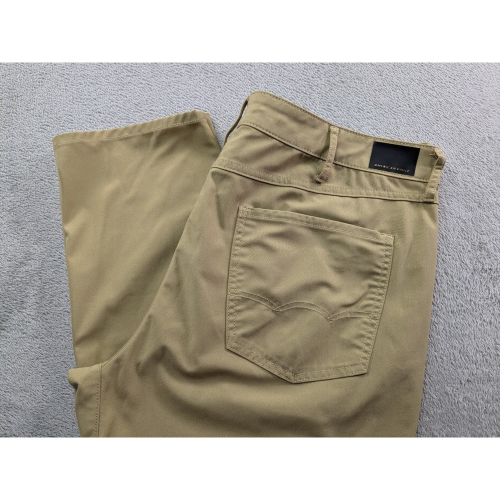 American Eagle Active Flex Slim Fit Pants Mens 38x32 Tan Khaki Polyester Pant